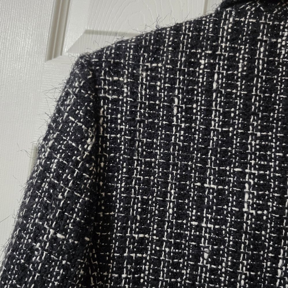 NWT Nicola Made in Italy Black & White Tweed Blazer/Jacket w/ Metallic Threading - Picture 6 of 16